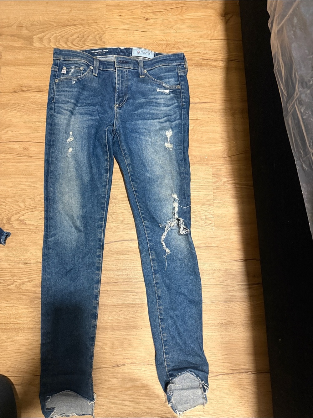 Ag Adriano Goldschmied Distressed Blue Skinny Jeans